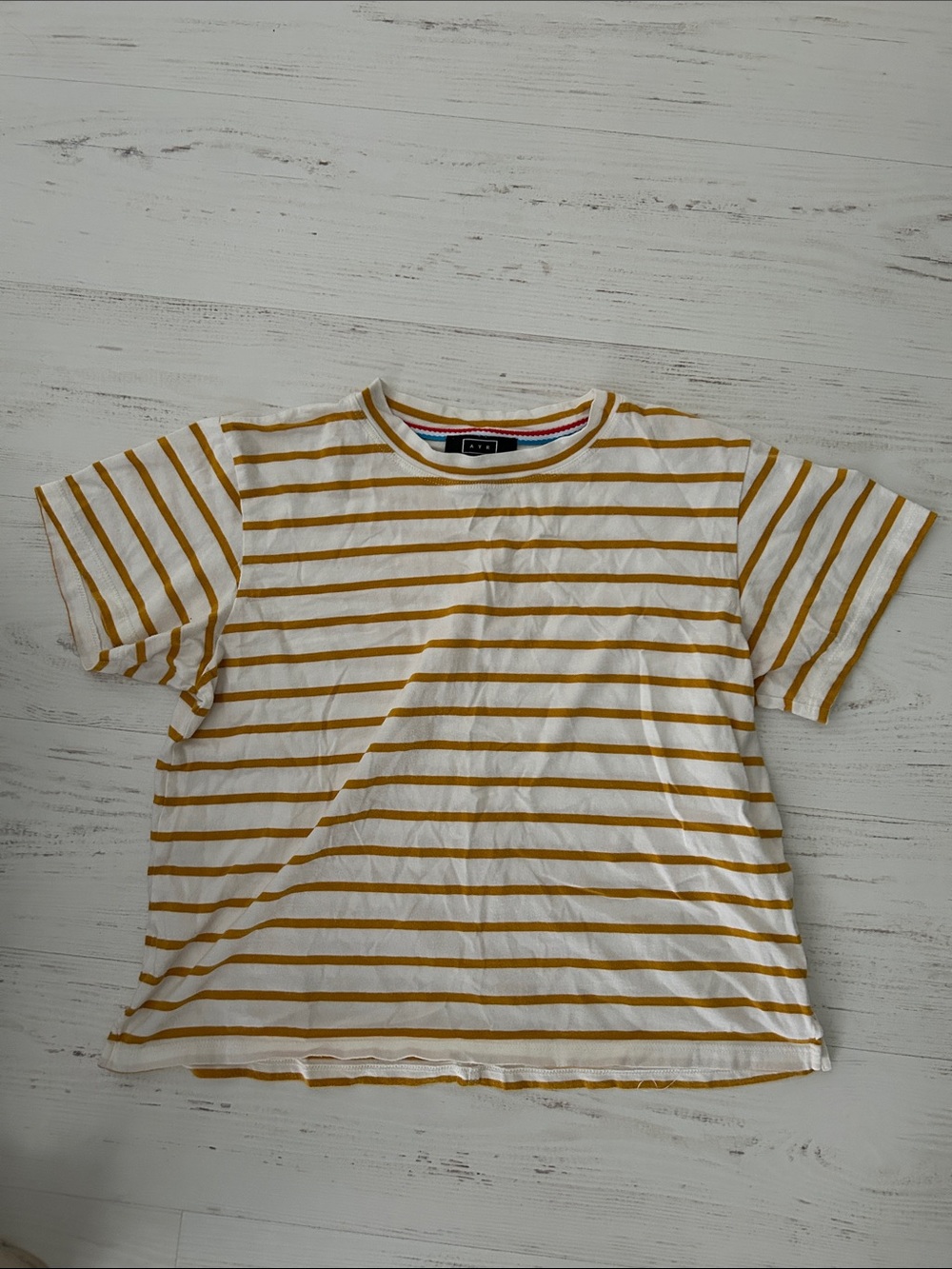 AYR Kids Short Sleeve Striped Tee - Mustard & White